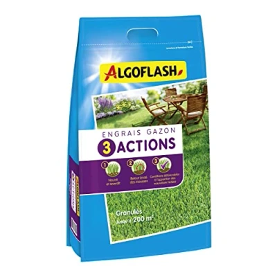 Image de ALGOFLASH Engrais Gazon 3 Actions, Jusqu&#039;à 200m², 10 kg, ETRIA200N