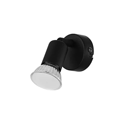Image de Eglo Applique murale intérieure Buzz LED, luminaire d’intérieur, lampe de salon et couloir en métal noir, spot LED avec douille GU10
