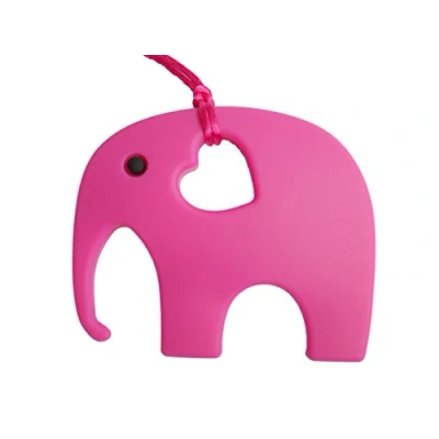 Image de Jouet de Dentition en Silicone Forme d&#039;Elephant sans BPA, 12 Couleurs (Rose)
