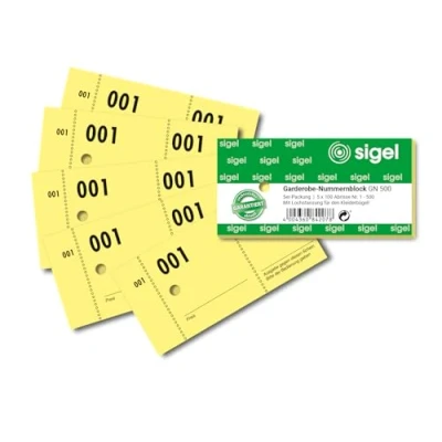 Image de SIGEL GN500 Lot de 500 blocs numérotés 1 à trous pour garde robe Taille S 10,5 x 5 cm