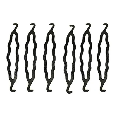 Image de 6 pièces Plastique Bun Maker bigoudi/guides de Cheveux clip support pour Twist Magie Rouleau Chignon Braid Styling Outil