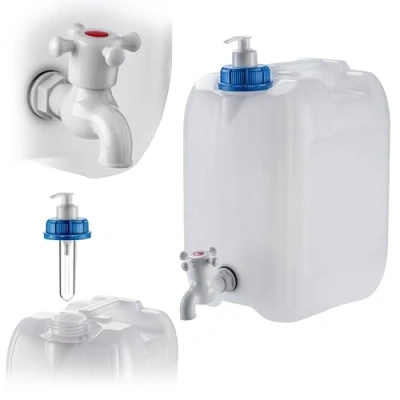 Image de KADAX bidon d&#039;eau avec robinet de vidange, réservoir bec d&#039;eau, intégré et distributeur savon, camping (10 litres)
