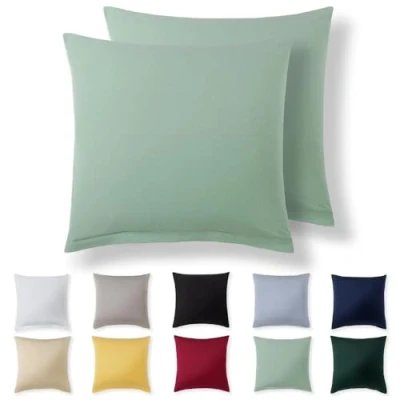 Image de Alreya Taie Oreiller 65x65 Coton (Lot de 2) Vert d&#039;été 100% Jersey Coton, Housse Coussin cm, Taies d&#039;oreiller en avec Fermeture éclair 65 x cm