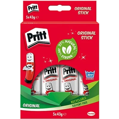 Image de Pritt 1456072 Bâtonnet de colle solide Lavable Non toxique 43g Pack 5 (Import Royaume Uni)