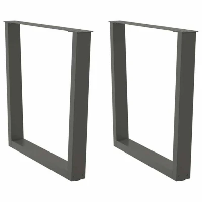Image de vidaXL Pieds de Table à Manger Forme V 2 pcs 80x(72 73,3) cm Acier, Pied Table, Noir Manger, sur