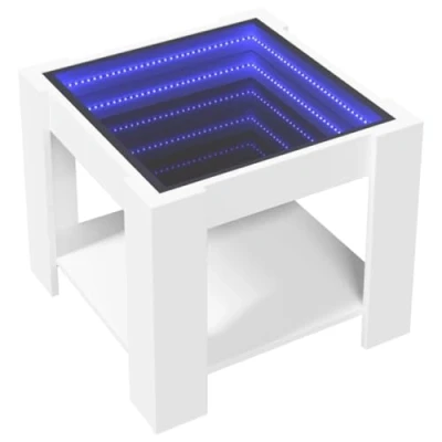 Image de vidaXL table basse avec LED blanc 53x53x45 cm bois d&#039;ingénierie, d&#039;appoint, de salon, latérale, bout 847539