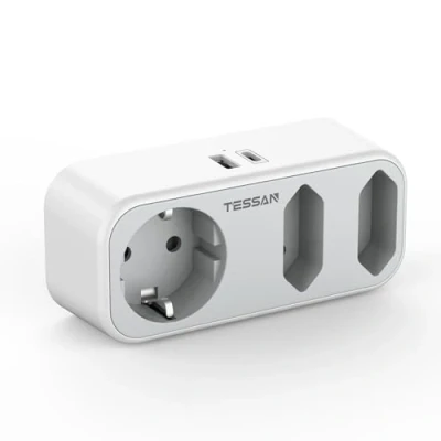 Image de TESSAN Multiprise avec USB, 5 en 1 Prise Multiple Murale USB C et A, 3600W C, pour Phone Électroménager, Gris