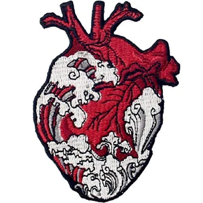 Image de Patch brodé en forme de Les vagues et le coeur, à coudre ou coller avec fer repasser