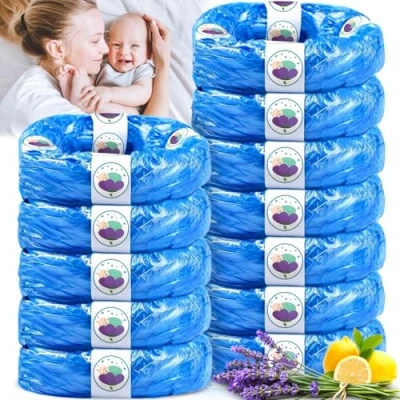 Image de SaiXuan Lot de 12 Recharges Poubelle à Couche 4,5M Compatibles Tommee Tippee Twist &amp; Click, Sangenic Tec, Simplee Anti Odeur, sans BPA, Sac Écologique