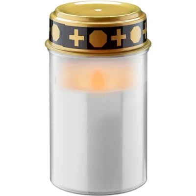 Image de goobay 64604 Lanterne funéraire LED avec batterie/bougies funéraires à pour extérieur/cimetière/lumière éternelle/lampe funéraire/blanc/fonctionne 2 piles AA Mignon (non incluses)