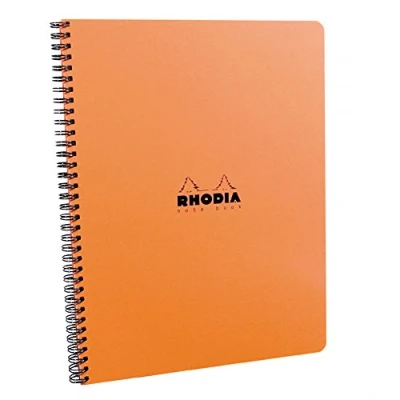 Image de RHODIA 193418C Cahier à Spirale (Reliure Intégrale) Meeting Book Orange A5+ 16 x 21 cm Pré Imprimé Date/Notes/Action 160 pages Détachables Papier Clairefontaine Blanc 90 g/m² Classic