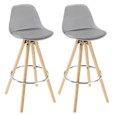 Image de WOLTU® Lot de 2 Tabouret Bar en Similicuir siège Cuisine avec Repose Pied,Gris BH45gr