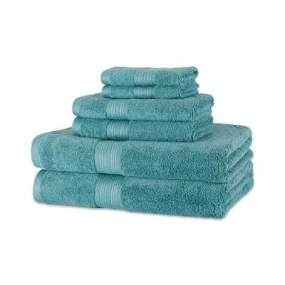 Image de Amazon Basics Serviettes de 2 Bain, essuie Mains et Petites en Coton, résistant à la décoloration, Lot 6, Sarcelle