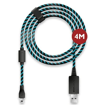Image de Lioncast® Câble de Charge pour Manette PS4 (4m, USB 2.0) Durable et Rapide PlayStation 4 Chargeur Officiel Manettes Longueur Optimale Jouer en Chargeant