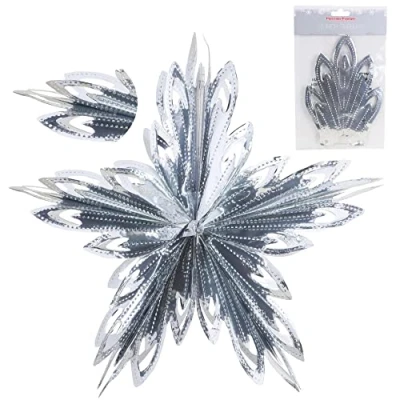 Image de Christmas Concepts® 16&quot; (1,3 pi) Grande décoration à Suspendre étoile 3D en Feuille Garniture de Noël (Argent)