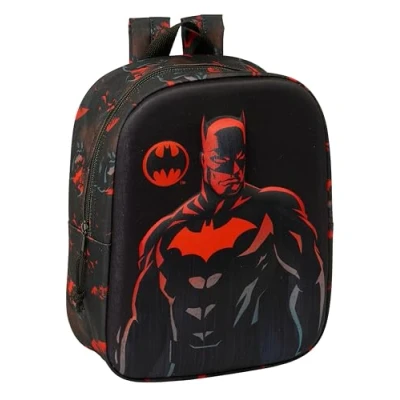 Image de Safta BATMAN 3D Sac à dos de crèche 3D, adaptable au chariot, nettoyage facile, idéal pour les enfants différents âges, confortable et polyvalent, qualité résistance, 22 x 10 27 cm, couleur