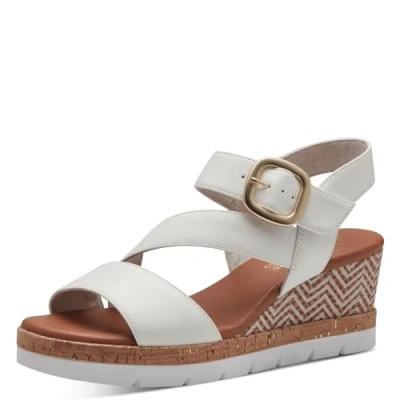Image de Jana Femme 8 28370 42 Sandale compensée, Blanc, 39 EU Large