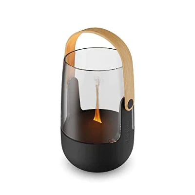 Image de Stadler Form diffuseur d&#039;arômes &amp; lanterne Sophie little, batterie jusqu&#039;à 7 h, pour l&#039;intérieur l&#039;extérieur, éclairé et parfumé, effet de flamme, huile essentielle, noir avec poignée en bambou