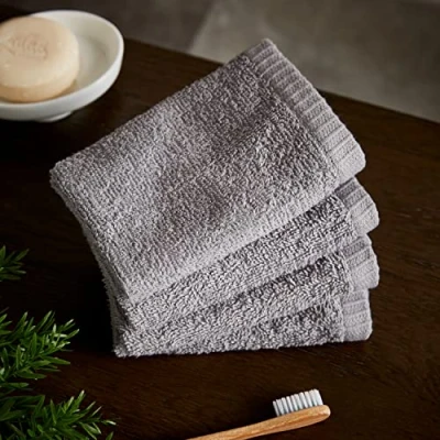 Image de Catherine Lansfield Lot de 4 Gants Toilette en Coton à séchage Rapide Gris