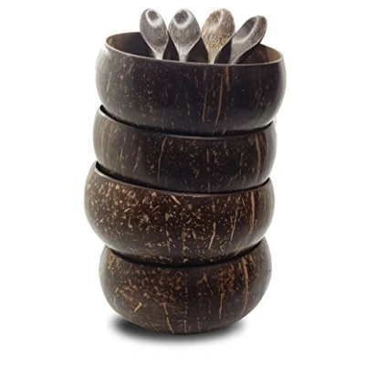 Image de VIE Gourmet 4 Pièces avec des Bols de Noix Coco et Set Cuiller
