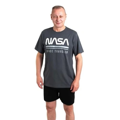 Image de pyjama NASA pour homme Ensemble de voyage spatial Haut à manches courtes avec pantalon gris, M