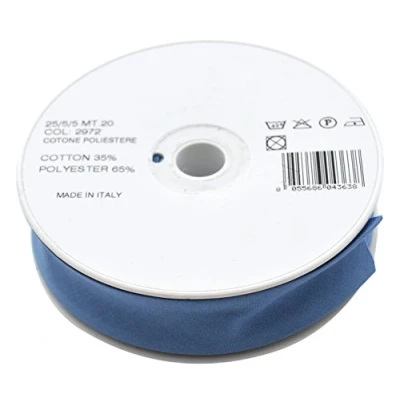 Image de Inastri Ruban Biais Reliure Rouleau, Polyester Coton, Bleu, 20 m, 25/5/5/mm, Lot de 5
