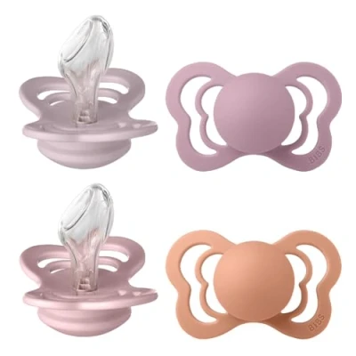 Image de Tétine BIBS Couture. Lot de 4 sucettes. Sans bisphénol A, Téterelle anatomique. Silicone, Fabriqué au Danemark, Taille 2 (6 18 mois), Heather Mix
