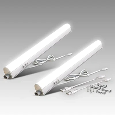 Image de B.K.Licht lot de 2 réglettes LED pour cuisine et atelier, platine 4W, longueur 313 mm, 400 Lm, lumière blanche neutre 4000K