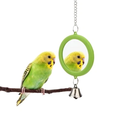 Image de Miroir avec cloche interactive pour perroquet et perruches