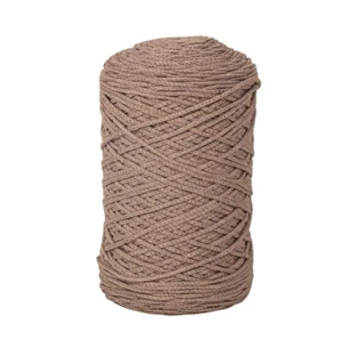 Image de Rayher Braidy Fil de recyclage, 1 pelote env. 250m, tressé, 2 mm, marron taupe, technique du macramé, 42009509