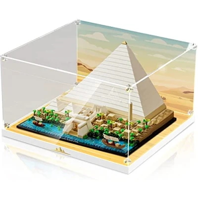 Image de Vitrine pour Lego La Grande Pyramide Gizeh 21058,Boîte présentation en Acrylique Blocs Construction,Vitrine de Rangement (Le Modèle NON Inclus)