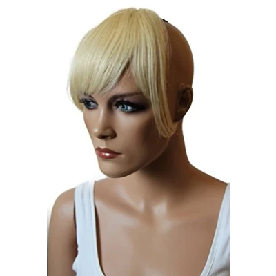 Image de CAISHA 100% Vrais Cheveux Frange Humains Postiche Èpaississement Des Extensions De Blond Platine H313d
