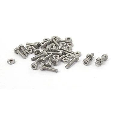 Image de sourcing map M2 x 8 mm moleté Tête hexagonale Socket Cap Vis Boulons Écrous Lot de 20 pcs