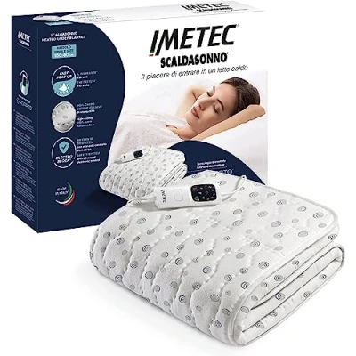 Image de Imetec Surmatelas Chauffant 1 Place Adapto, 150x80cm 6 Températures, Tissu 100% Coton, Chauffage Rapide, Température Constante, Personnalisée Chauffe Lit Electrique Double Commande, Simple