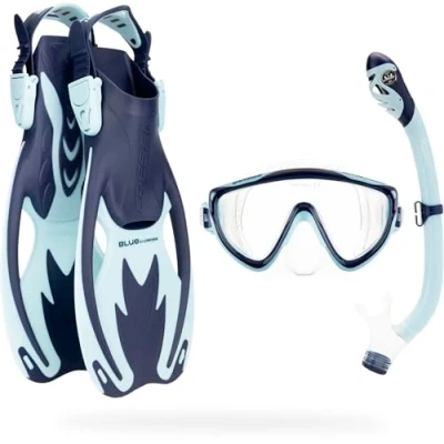 Image de Cressi Tinetto Rocks Dry Set Snorkeling Sets, Navy/Cyan Glacé, S/M