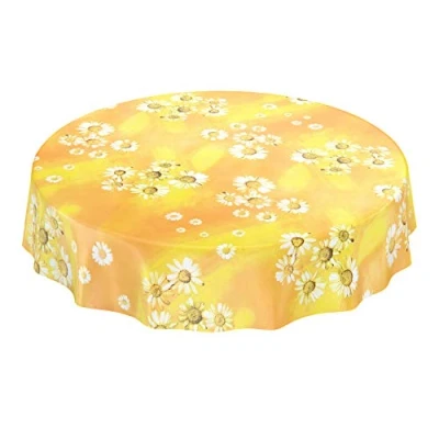 Image de ANRO Nappe en Toile cirée Motif Camomille Jaune Fleurs Soleil 140 cm