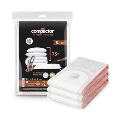 Image de Compactor Lot de 3 Aspispace Sac rangement sous vide, Transparent, L, 80 x 100 cm, RAN7486