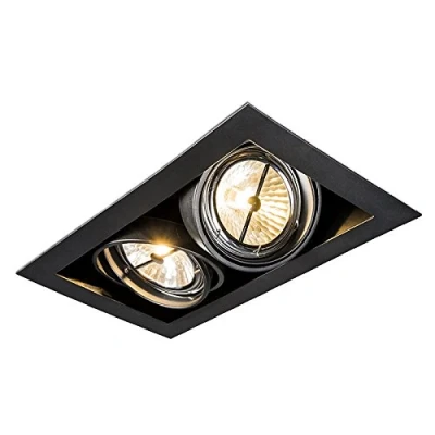 Image de Qazqa Spot encastrable noir AR111 orientable 2 lumières ONEON