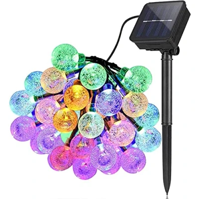 Image de FOREVER Guirlande lumineuse solaire d&#039;extérieur résistante aux intempéries, 30 LED, 8 modes, 6,5 m, lampions solaires extérieur/intérieur pour jardin, arbres, mariages, fêtes, Noël (multicolore)