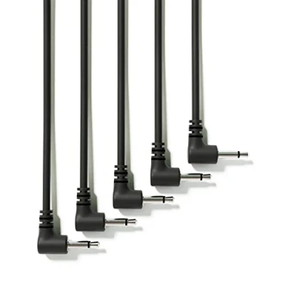 Image de ExcelValley 5 Pack Câbles Modulaires Mono Patch à Angle Droit 3,5mm 1/8&quot; Eurorack Synthétiseur [Noir 200 cm 79&quot;]