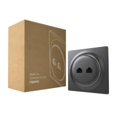 Image de FIBARO Walli N FGWEEU 021 8 Outlet Ethernet de haute qualité 2 x RJ45 Cat.6 Anthracite