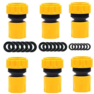 Image de YAAVAAW 6 Raccords d&#039;Extrémité de Tuyau,Embout Tuyau Rapide Pour Connecteur Robinet 19 mm 3/4 Pouces (Livré Avec 18 Pièces Remplacement Des Rondelles d&#039;étanchéité)