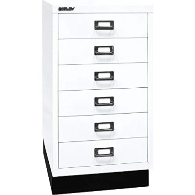 Image de BISLEY MultiDrawer, série 29 avec Socle, Format A3, 6 tiroirs, Métal, 696 Blanc de Circulation, 43,2 x 34,9 67 cm