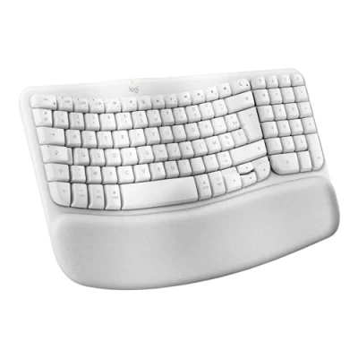 Image de Logitech Wave Keys for Mac, ergonomique sans fil avec repose poignets rembourré, frappe naturelle et confortable, clavier Bluetooth, Easy Switch, optimisé pour Apple, iPad, AZERTY FR Blanc