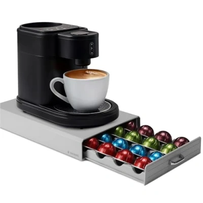 Image de Navaris Tiroir à Capsule de Café Rangement Support pour Dosette Machine Nespresso Vertuo Distributeur Range Capsules 43 x 23,6 5,8 cm