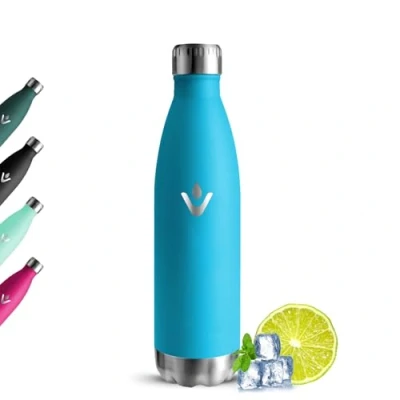 Image de Grsta Gourde Isotherme 500ml, Anti Fuite Bouteille Isotherme,Sans BPA Metal, Inox, 24h Froid et 12h Chaud, Réutilisable d&#039;eau en Acier Inoxydable pour École, Bureau, Cyclisme