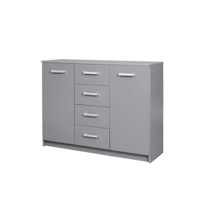 Image de Inter Link Commode Buffet Moderne Meuble d&#039;appoint 4 tiroirs 2 Portes Gris 119 x 40 92 cm Elenzio 2T4S