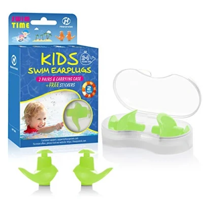 Image de Hearprotek Bouchons d&#039;oreille de Natation, 2 Paires imperméables en Silicone réutilisables pour Piscine Mer Bain Natation &amp; Sports Aquatiques Taille Enfant (Vert)