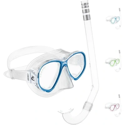 Image de Cressi Set Perla Jr + Minigringo Ensemble Combo Masque de plongée et Tuba Unisex Youth, Transparent/Rose, Une Taille