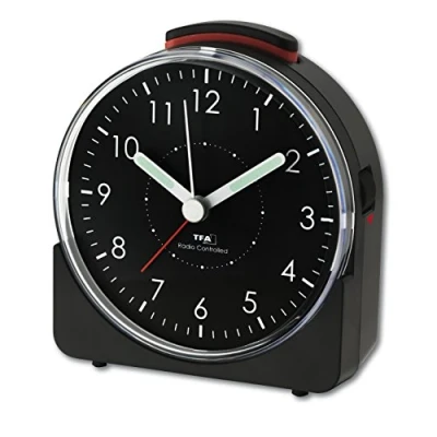Image de TFA Dostmann réveil Radio analogique Sunrise, 60.1513.02, Mouvement d&#039;horloge Silencieux, Alarme de avec Fonction Snooze, Matin, Noir